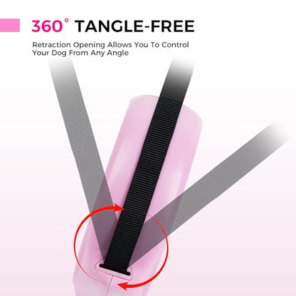 Pink Retractable Dog Leash,Strong Nylon Tape-One-Handed One Button Lock for Puppy, Cat, Pet Walking and Training,16ft Dog Walking Leash with 360°Tangle-Free Design,Anti-Slip Handle (Pink -Small) - color: Pink -Small