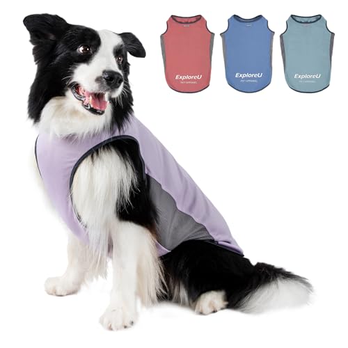 Dog Shirt, Cooling Vest Lightweight Breathable, Dog T-Shirts All-Season UV Protection Pet Clothes Quick Dry Soft Stretchy Pet Shirt Vest for Small Medium Large Dogs (Lilac Ether 1PC, Large) - color: Lilac Ether, size: Large (44-55lbs)