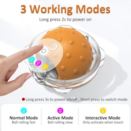 Salodal Interactive Cat Toys for Indoor Cats,Fast Moving Ball with Rabbit Cover,Bird Chirping Toy for Bored Indoor Adult Cats,Automatic Kitten Toys,Smart Self Play Ball,Motion Activated, Rechargeable