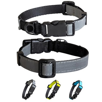 CatGoods Reflective Silver Stretch Cat Collar – Escape-Safe Alternative to Breakaway, Adjustable, Comfortable, ID and Bell Attachment - color: Silver