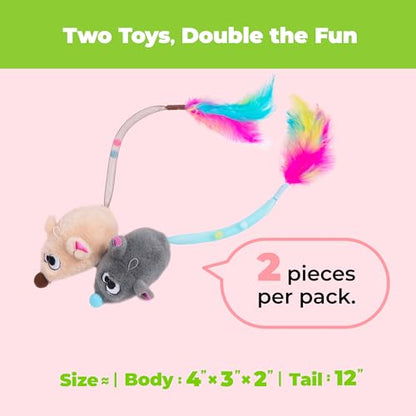 Catify by Best Pet Supplies Interactive Cat Toys – Plush, Motion-Activated & Squeaking Toys with Premium North American Catnip for Indoor Cats & Kittens - Squeaking Mice Set, Beige & Gray - color: Squeaking Mice Beige & Gray