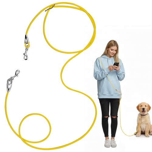 8.2ft Hands Free Dog Leash,Versatile Waist & Crossbody Lead for Medium Dogs,Waterproof & Adjustable for Running Jogging Walking, 360° Swivel Metal Buckle (Yellow) - color: Yellow