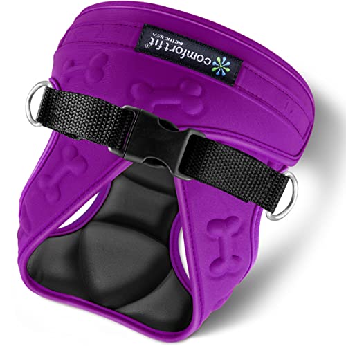 Comfort Fit Dog Harness No Pull No Escape Harness Adjustable Buckles Soft Padded Reflective Choke Step in Dog Vest with Easy Control Handle for Small Medium Large Dogs & Puppies - color: Purple, size: S (Chest 12" - 15.5")