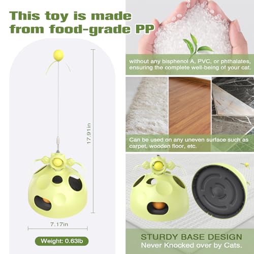 Sedioso Cat Toy, 4-in-1 Cat Interactive Toys for Indoor Cats, Hide and Seek Cats Toys, Spinning Toy and Kitty Food Dispenser Feeder Treat Dispensing Feeding Toy (Green)