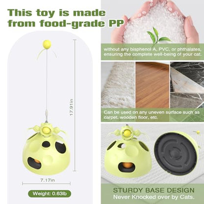 Sedioso Cat Toy, 4-in-1 Cat Interactive Toys for Indoor Cats, Hide and Seek Cats Toys, Spinning Toy and Kitty Food Dispenser Feeder Treat Dispensing Feeding Toy (Green)