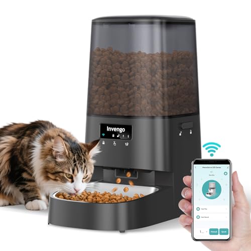 Automatic Cat Feeder with App Control, 5L Food Dispenser for Cats and Small Dogs, 2.4/5G Wi-Fi, Programmable Portions, Anti-Jam & Fresh-Lock, Stainless Steel Bowl, Easy to Clean - color: Black, size: Single-Bowl