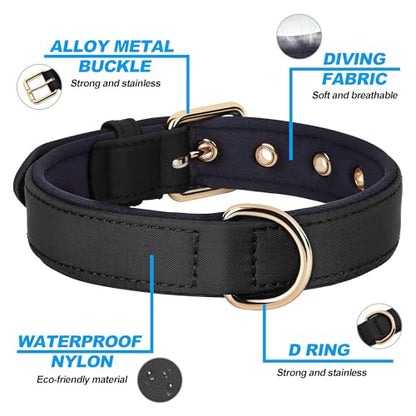 Didog Soft Padded Dog Collar for Large Dogs, Lightweight and Breathable Dog Collar with Metal Buckle, Black, XL - color: Black, size: XL: Fit 17-23" Neck
