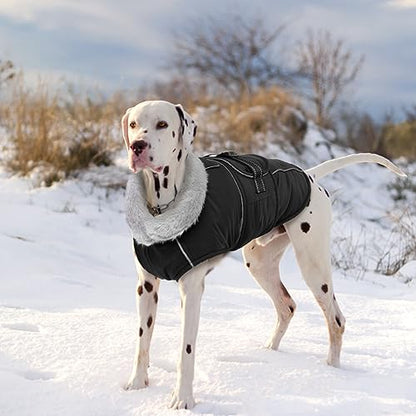 Lelepet Warm Dog Coat Reflective Dog Fleece Vest Waterproof Jacket Windproof Winter Cold Weather Coats with Adjustable Buckle Jackets for Dogs, Black, M - color: Black, size: M