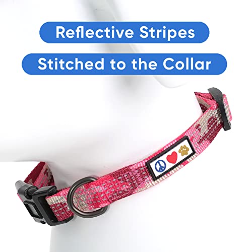 Pawtitas Reflective Dog Collar for X-Small Dogs – Adjustable Nylon Puppy Collar with Quick-Release Buckle | Fits Neck 8–13 in | Night Safety Training Collar | XS | Camouflage Pink - color: Pink camo, size: X-Small (Pack of 1)