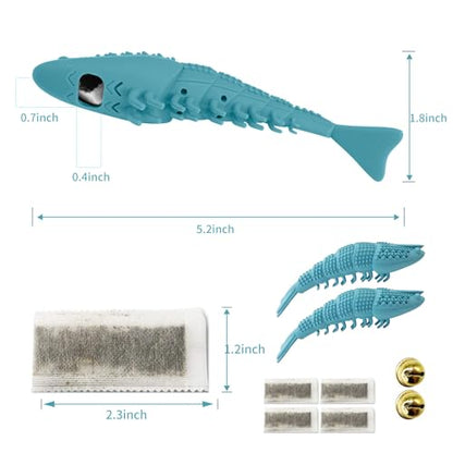 Cat Toothbrush Catnip Toy,Interactive Rubber Dental Care for Pet Kitten Kitty, Crayfish-Shaped Safe Chewing Toy Tooth Cleaning Resistant Cat Toy(2 Pack)