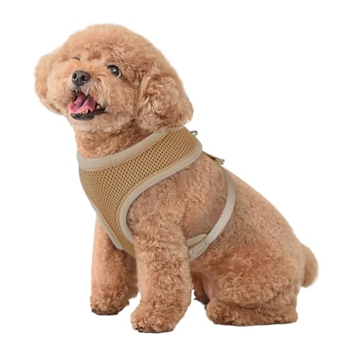 MoNiBloom Dog Harness for Small Sized Dog, Soft Puppy Padded Vest for Walking, Running, Training - Light Brown, S - color: Light Brown, size: S