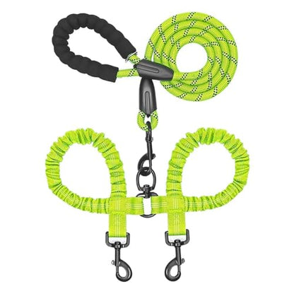 2 Two Dogs Leash Coupler Double Twin Lead Walking Dog Leashes(Green) - color: Green