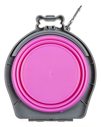 Loving Pets Bella Roma Double Diner Collapsible Dog Bowls - Silicone Dog Bowls, Foldable Bowl, Puppy Essentials & Hiking Pet Supplies Great for Home & Travel (Pink, Small) - color: Pink, size: Small Travel Double Diner