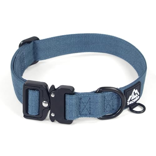Dog Collar for Large Dogs - Adjustable, Chew Proof Nylon Collar with Metal Quick Release Buckle and D-Ring for Dog Tags (Haze Blue) - color: Haze Blue, size: M(0.75''Width, Fit 11''-15'')