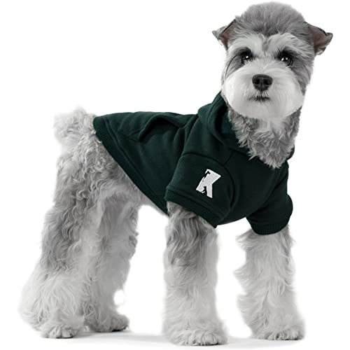 Dog Hoodie Fleece Puppy Clothes Warm Sweater with Hat for Small Dogs Cat Hooded Shirt Kitten Pet Basic Sweatshirt with Pocket Doggie Soft Winter Coat Apparel (Green; S) - color: Green, size: S-(2~7lb) | Chest(~13")
