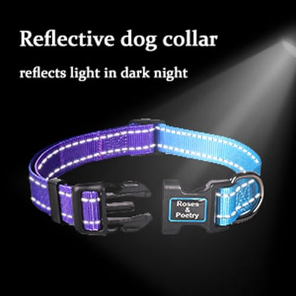 Roses&Poetry Reflective Dog Collar with Gradient Violet, Adjustable Durable Pet Collars for Small Medium Large Dogs (Violet-S) - color: Golden,Violet,Purple, size: S