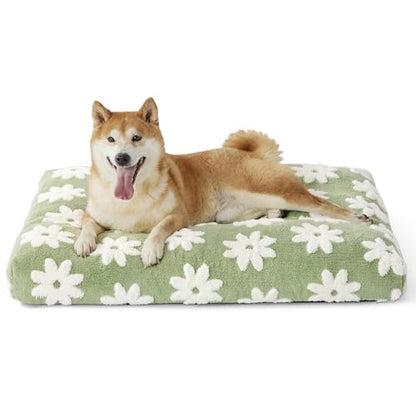 LE SURE Dog Beds Large Sized-Thick Shredded Chopped Foam Pet Bed Indoor as Bed Gift with Removable Cover, Cute Modern Fuzzy Plush & Anti Slip Bottom, Green - color: Green, size: 35.0"L x 22.0"W x 4.0"Th