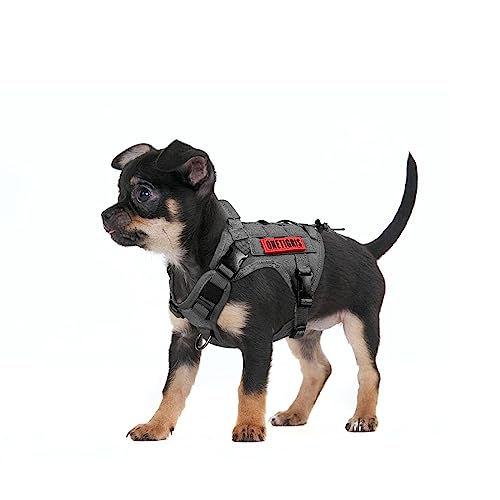 OneTigris Tactical Dog Harness Vest,No-Pull Service Dog Vest with Hook & Loop Panels,Adjustable Dog Vest Harness for Walking Hiking Training(Grey,XS) - color: Grey, size: XS