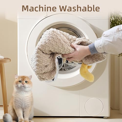 Washable Dog Bed Mat, Soft Dog Cushion with Side Zip, Anti-Slip Cat Bed Pad with Bolster Around, Pet Sleeping Mat for Cat, Small, Medium Dogs, Dryer Friendly (29.5 * 21.6in)