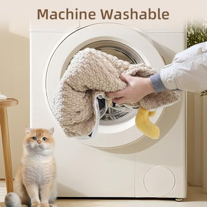 Washable Dog Bed Mat, Soft Dog Cushion with Side Zip, Anti-Slip Cat Bed Pad with Bolster Around, Pet Sleeping Mat for Cat, Small, Medium Dogs, Dryer Friendly (29.5 * 21.6in)