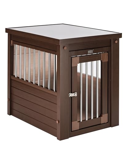 New Age Pet ECOFLEX InnPlace Dog Crate & End Table, Indoor Furniture Style Pet Kennel for Small, Medium, Large & XL Dogs, Durable Composite, Russet Brown, Small - color: Russet, size: 23.8"L x 18.2"W x 22.2"H