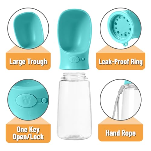 Mr. Pen- Portable Dog Water Bottle, 19 oz, Large, Leak Proof Puppy Water Dispenser with Drinking Feeder for Pets, Outdoor Walking, Hiking, Travel, Not Dishwasher Safe - color: Aqua
