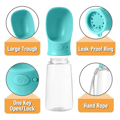 Mr. Pen- Portable Dog Water Bottle, 19 oz, Large, Leak Proof Puppy Water Dispenser with Drinking Feeder for Pets, Outdoor Walking, Hiking, Travel, Not Dishwasher Safe - color: Aqua