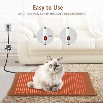 On/Off Switch Electric Pet Heating Pad with Chew Resistant Cord and 2PCS Machine Washable Cover,Indoor Heated Pet Bed Warmer,for Cat Beds and Dog Beds 70x40CM - size: Medium