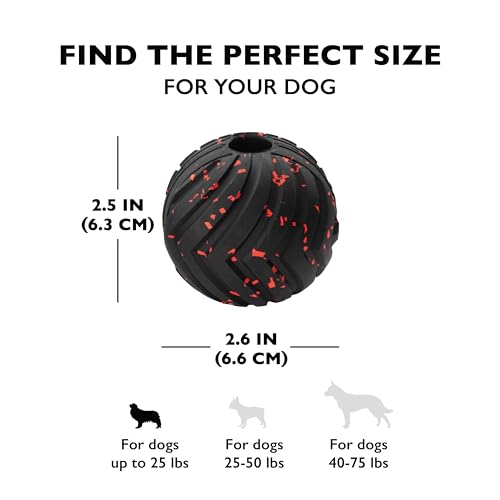 Chew King Supreme Durable Rubber Dog Ball for Aggressive Chewers, Treat-Dispensing Heavy-Duty Chew Toy with Safety Air Vent, Interactive Dog Toy for Training & Enrichment, Small 2.5" Fetch Ball - color: A) Small 2.5" Ball