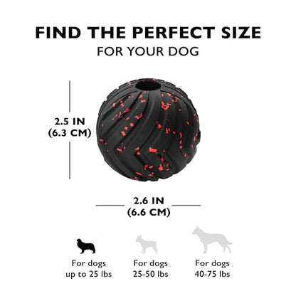 Chew King Supreme Durable Rubber Dog Ball for Aggressive Chewers, Treat-Dispensing Heavy-Duty Chew Toy with Safety Air Vent, Interactive Dog Toy for Training & Enrichment, Small 2.5" Fetch Ball - color: A) Small 2.5" Ball