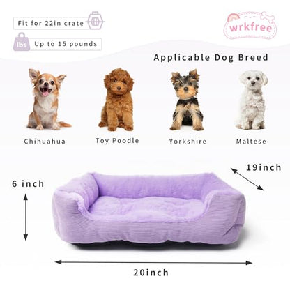 Tiny Dog Bed 20 Inch for Small Dogs, Soft Rectangle Puppy Bed with Plush Surface, Washable Pet Bed,Purple - color: Purple, size: 20"x19"x5"