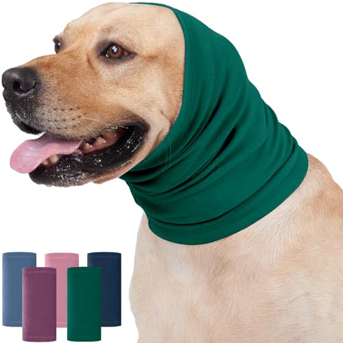 Nanaki Dog Calming Hoodie Ear Wraps for Dogs, Fireworks Ear Protection Head Muffs Doggy Warp Anxiety Relief, Doggy Hematoma Wrap, Pet Head Cover for Grooming and Force Drying Bathing Pet Protector - color: Green, size: Medium