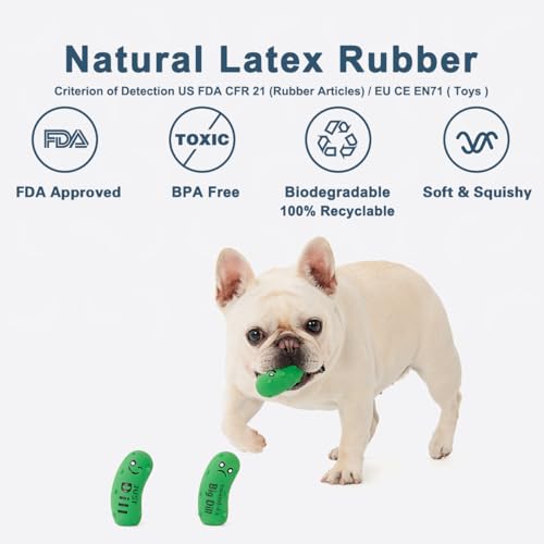 Squeaky Dog Toys, Soft Latex Rubber Squeaky Ball for Small Dogs Puppies, Cute Bounce Squeak Crunchy Pickle Pet Dog Toy - color: Crunchy Pickle - 3 Pack, size: Small