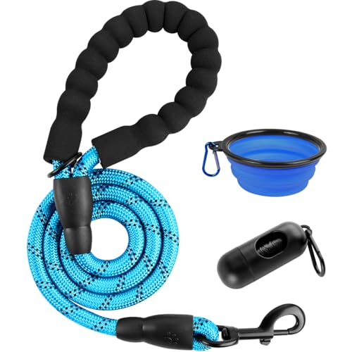 BARKBAY Dog Leashes for Large Dogs Heavy Duty Dog Leash 4/5/6 FT with Comfortable Padded Handle and Highly Reflective Threads for Medium Large Dogs Walking Training Running (4FT-1/2'',Blue) - color: Blue, size: 4 Feet