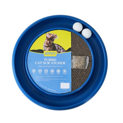Cat Scratcher Toy Ball Track for Indoor Cats,Round Interactive Scratching Board Exercise Set for Bored Indoor Adult and Kitten Mental & Physical Stimulation (Blue) - color: Blue