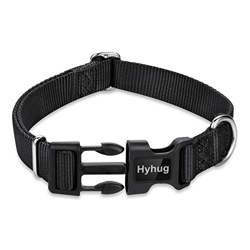 Medium Dog Collar, Black:Heavy-Duty Quick-Release Nylon Buckle, Adjustable & Durable, Cute Dog Collar (Medium, Black) - color: Black, size: Medium