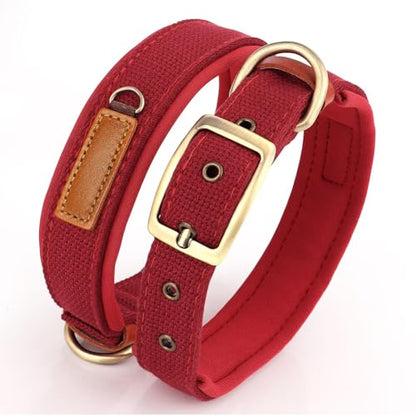 Soft Nylon Dog Collar with Buckle, Adjustable Padded Pet Collar with D-Ring for Small Medium Large Dogs,Red,XL - color: Red, size: XL:Neck 20.8-24.8"