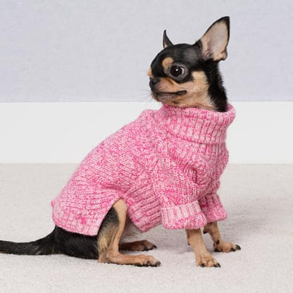 Fitwarm Knitted Turtleneck Dog Sweater, Cozy Dog Winter Clothes for Small Dogs Girl, Holiday Pet Outfit, Heather Pink, XS - color: Heather Pink, size: X-Small