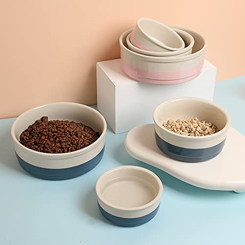 Sweejar Ceramic Dog Bowls, Dog Food Dish for Large Dogs and Cat, Heavy Duty Porcelain Pet Bowl for Canned Food and Water 78 Fl Oz （Fog Blue） - color: Fog Blue, style: Two-tone,9"x 3.1"(70 Fl Oz)