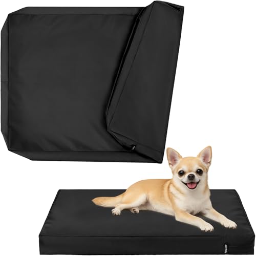 Extra Small Waterproof Dog Bed Cover Replacement Washable, Easy to Clean, Pet Hair Resistant, Heavy Duty Oxford, Zipper Closure, Indoor/Outdoor Use, Fits 24 Inch Crate - XS, 23x18x3, Black - color: Black, size: 23"L x 18"W x 3"Th