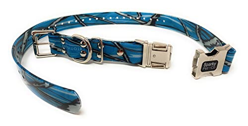 Sparky Pet Co Apollo E-Collar Replacement Strap, 1" x 30" Waterproof Biothane with Double Buckle & Quick Snap Clasp, Fits Garmin, Dogtra, SportDOG & Educator (Blue Camo) - color: Blue Camo, size: 1" Wide