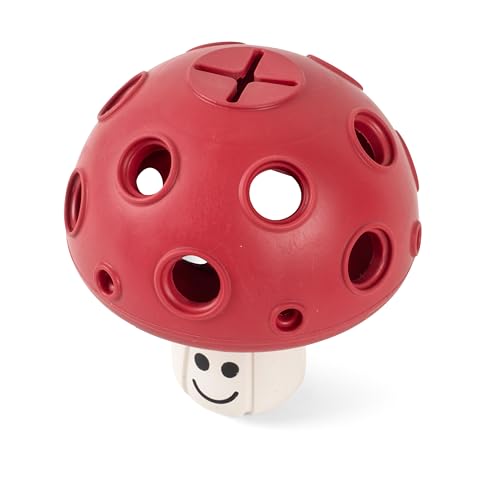 Fuzzl Eco Rubber Magic Shroom Puzzle Enrichment Toy - Red - Long Lasting Dog Treat Toys for Aggressive Chewers Strong Dog Toy for Dogs Durable Puppy Toys - style: Mushroom Red