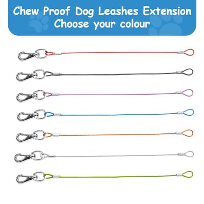 Chew Proof Dual Dog Leashes, 2Pack Extension Metal Cable Lead, No Tangle, Heavy Duty Dog Leash Extender for Collar & Harness (Black+Green, 20in/50cm) - color: Black+Green