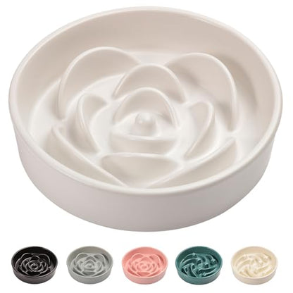 8.26 in White Ceramic Slow Feeder Dog Bowl for Medium and Large Breed,Pet Feeding Dog Food Water Dish Heavy Wighted,Puppy Bowl for Fast Eaters,Puzzle Slow Eating Dish Modern Maze - color: Upgraded White Slow Feeder
