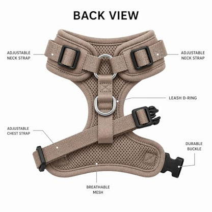 Premium No-Pull Dog Harness Soft Neoprene & Breathable Mesh Vest with Front & Back Clip D-Rings Adjustable Lightweight Walking Harness for Puppies, Small & Medium Dogs (Brown Taupe Snake, M) - color: Brown Taupe Snake, size: M: Neck=15.4-20.1''/Chest=18.1
