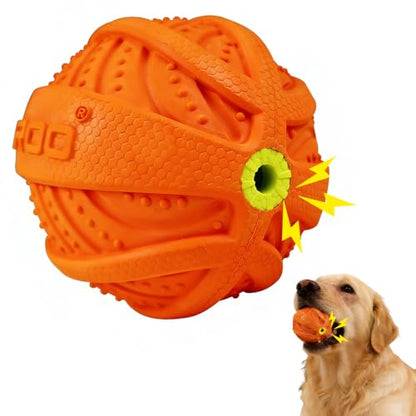 LaRoo Squeaky Dog Ball Toy, Durable Natural Rubber Squeaker Ball Floating Throwing Training, Teeth Cleaning Chew Toy for Pet Small Medium Large Dogs (3.5In Orange) - color: Orange-9cm