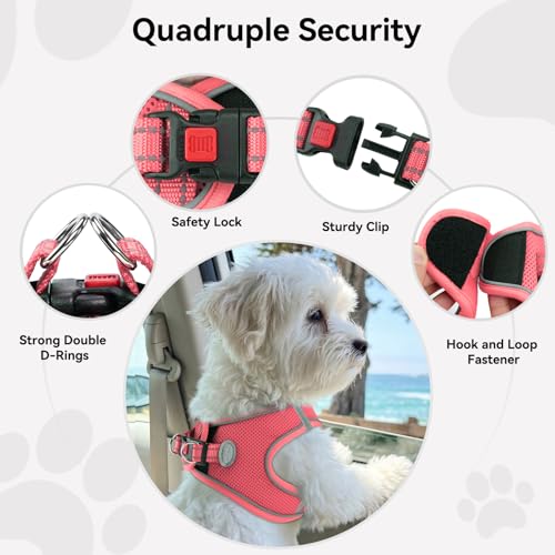 Joytale Small Dog Harness, Breathable Mesh Step-in Vest, Reflective Soft Padded Harnesses for Cats and Puppies Dogs, Pink, XXXS - color: Pink, size: XXXS--Chest: 10.5-12''