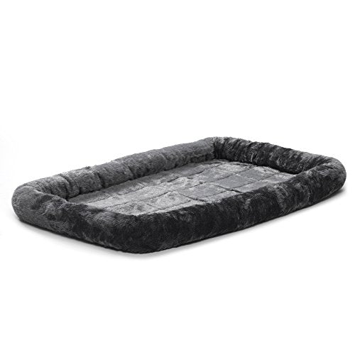 MidWest Homes for Pets QuietTime Dog Bed - Gray Faux Fur Bolster, Ultra-Soft and Machine Washable, Fits 48-Inch Crates and Carriers, for Extra-Large Breed Dogs - color: Grey, size: 48 Inch