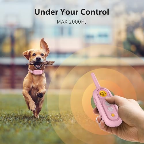 PATPET Dog Shock Collar for Medium Dogs- Dog Training Collar with Remote, Shock Collar for Small Dogs 10-100lbs, Rechargeable IPX7 Waterproof with Beep Vibration Shock Modes - color: Pink