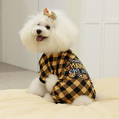 CuteBone Thanksgiving Dog Pajamas Costumes Pet Clothes Cat Apparel Shirt Winter Holiday Cute Pjs Outfits for Doggie Onesies P261M - color: Happy Thanksgiving, size: Medium